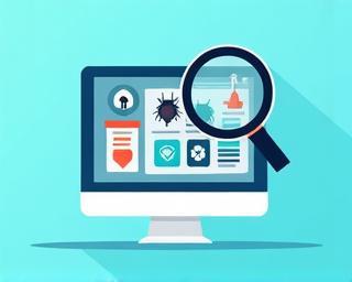 Illustration of magnifying glass inspecting digital threats