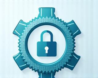 Illustration of gears and security lock icon
